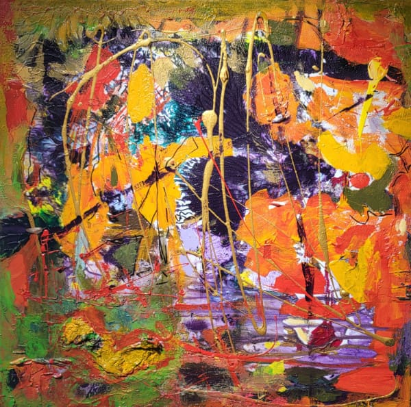 Harry Bauer 0001 Serie Q, o.T., 50h x 50b cm, Acryl auf Leinwand, Papier, Karton, 2024