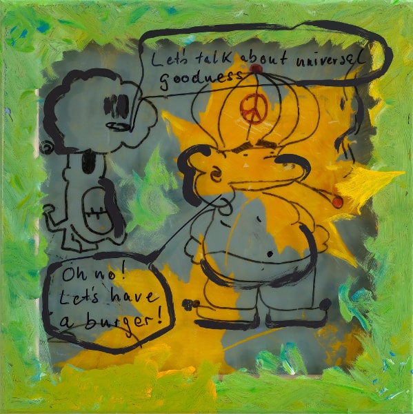 David Gunderlach - Feed me I am hungry, 50x50, mixed media, 2024