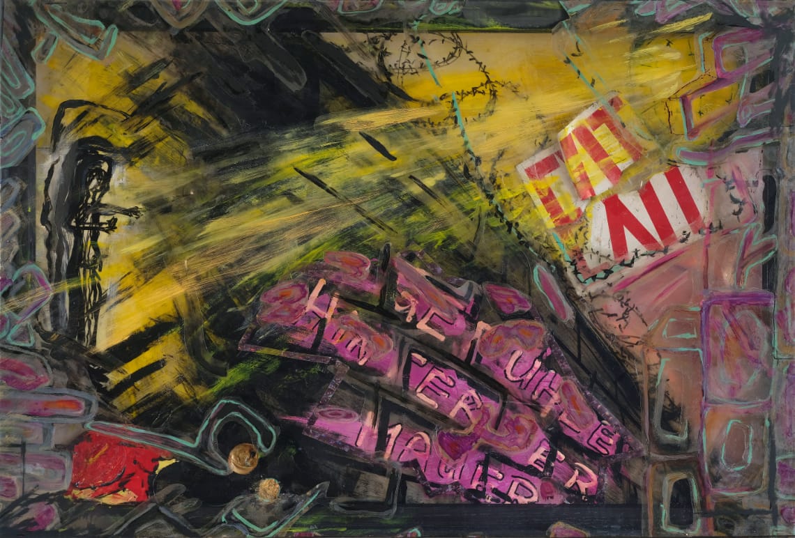 David Gunderlach - Last exit, 80x120,mixed media