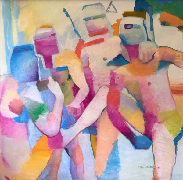 Glenn GIbbs - An Arrangement of Men 130 x130 cm. Oil on canvas 2013